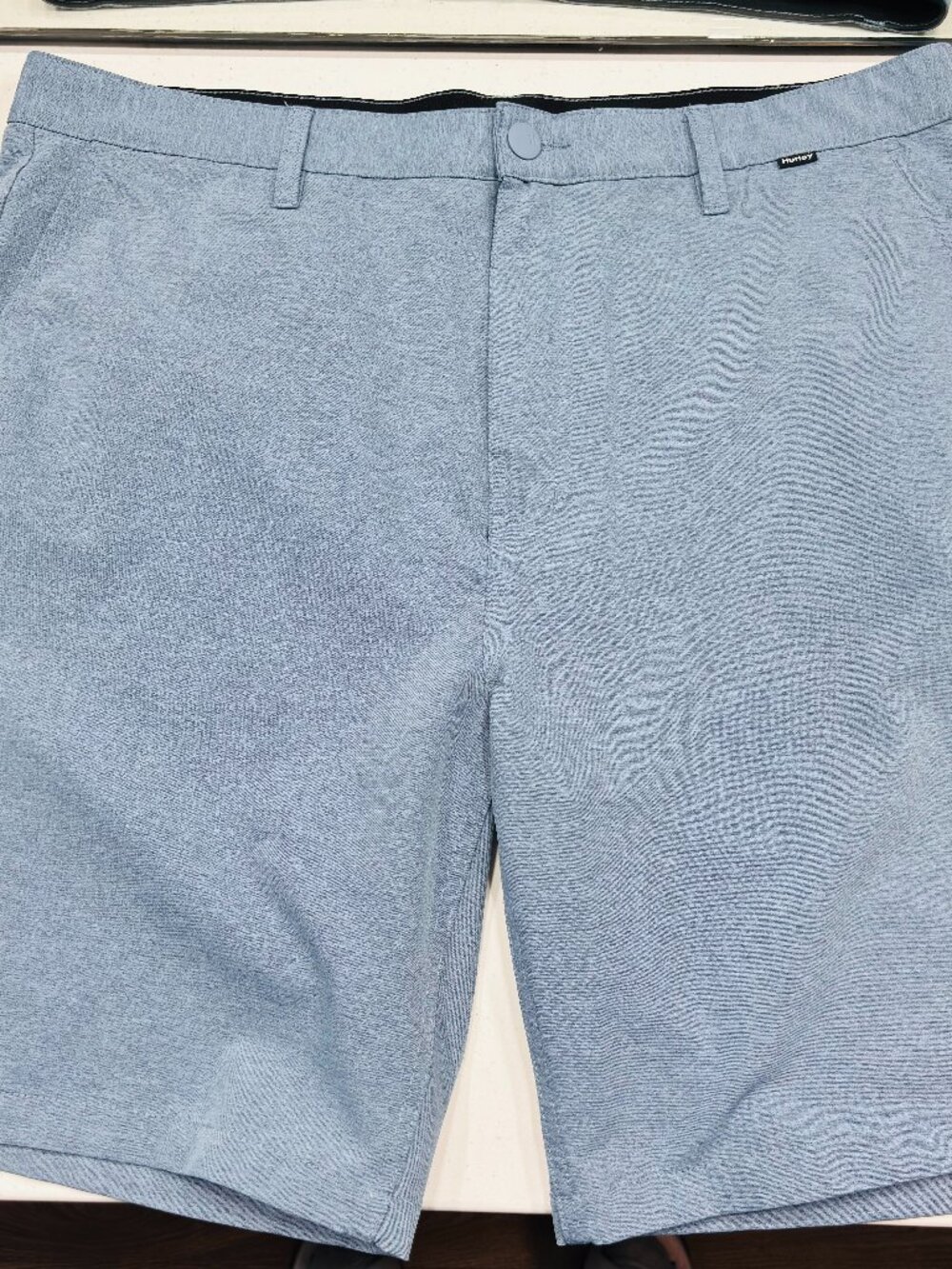 Hurley Men's Blue Heather Shorts 38 Flat Front Weekend Summer Hybrid Comfort